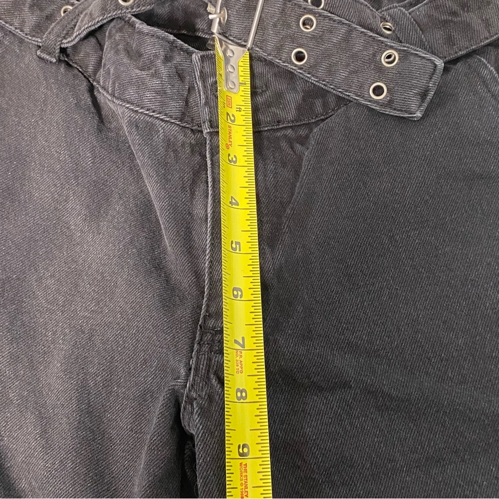Forever 21 washed black denim belted cargo jeans size 25 goth straight leg punk - Picture 9 of 9